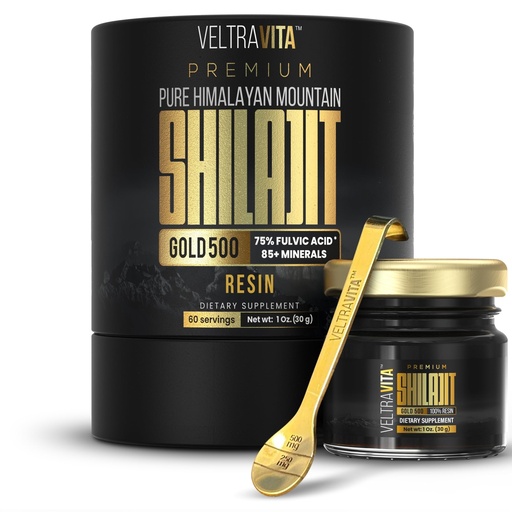 [BRSRAHAFA4AQIDQ4] 100% Pure Himalayan Shilajit Resin Gold 500 Organic | High Potency 75%+ Fulvic Acid, Humic Acid & 85+ Trace Minerals | Natural Energy & Immune Support for Men & Women | Lab Tested