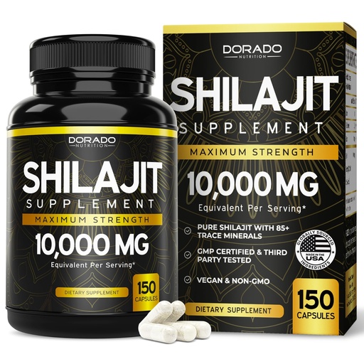 [BRSROZAHBV6WMAY6] Shilajit Capsules (150 Count) Premium Shilajit Supplement for Men (High in Trace Minerals, No Fillers, Manufactured in The USA) 1000mg Per Serving, Third Party Tested, Non-GMO & Vegan Safe