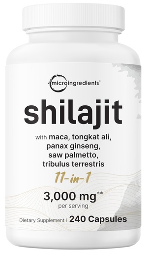 [BRSRGYAHO54AMFLL] Micro Ingredients Shilajit 11‑in‑1 Complex for Men & Women, 240 Capsules - High Potency Shilajit Extract with Naturally Occurring Fulvic Acid - Maca Root, Tongkat Ali, Ginseng, Black Pepper & More