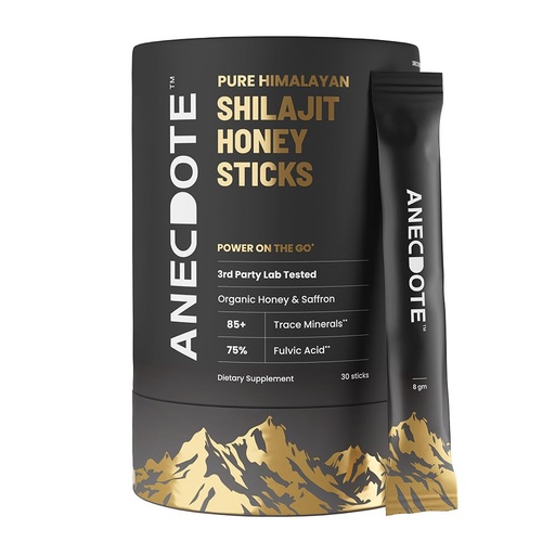 [BRSREGQDOYNBM3YZ] ANECDOTE Himalayan Shilajit Honey Sticks with Organic Honey & Saffron | Boosts Stamina | Supports Immunity | 75% Fulvic Acid, 85+ Trace Minerals | No Added Sugar | 30 Sticks