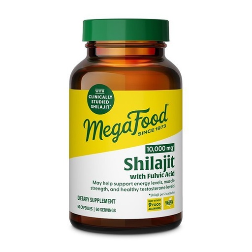 [BRSREGI6O54BSG3A] MegaFood Shilajit with Fulvic Acid - Shilajit for Men & Women - May Help Support Healthy Testosterone Levels, Muscle Strength & Energy Levels - Vegan, Gluten Free, 60 Capsules, 30 Day Supply
