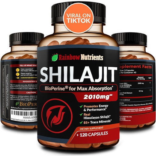 [BRSROGIPOUBQIEYU] Pure Himalayan Shilajit Capsules Supplement (2,010mg + Absorption Enhancer+50% Fulvic Acid) Natural 30:1 Shilajit with 85+ Trace Minerals for Energy, Performance, Immune Support| Non GMO| 120 Pills