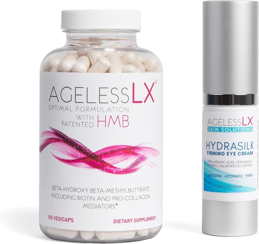 [BRSRMGIKOYNQYALO] AgelessLX Supplement Capsule for Women with HMB Hydrasilk Eye Cream Bundle