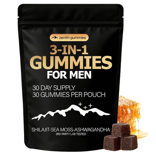 [BRSRGBABPIGQIC32] Zenith 3 in 1 Gummies for Men,Shilajit Gold Gummies for Men,Vitality Support (1pcs)