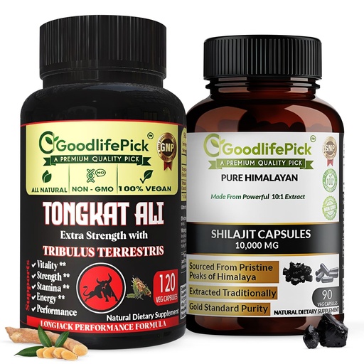 [BRSREBT6CIMGA3I3] Tongkat Ali & Himalayan Shilajit Virtual Bundle – 120 & 90 Veg Capsules – Tribulus Terrestris, Longjack Extract, Trace Minerals – All-Natural, Vegan, Non-GMO, No Rice Powder