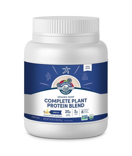 [BRSWGFQHDEGRAEL3] Manitoba Harvest Hemp Yeah Organic Plant-Based Protein Powder, Vanilla, 16oz, 20g Complete Plant Protein (Hemp and Pea), 4g of Fiber & 1.9g Omegas 3&6 Per Serving, Non-GMO, Vegan, Packaging May Vary