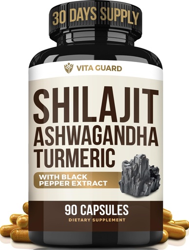 [BRSREYYKCANQM33V] Himalayan Shilajit + Ashwagandha & Turmeric - 1610mg | Vegan Capsules with Fulvic Acid, 95% Curcuminoids & Black Pepper | Joint, Mood & Immune Support | 90 Count