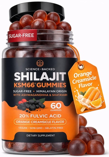 [BRSREGT6BYMA43LB] Sugar-Free Himalayan Shilajit Gummies for Men and Women [4000mg - 10:1 Extract] Energy, Focus & Testosterone Booster with KSM 66 Ashwagandha and Shatavari - Non-GMO