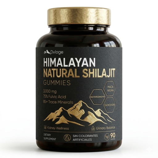 [BRSRGBANBZ4GG33A] Himalayan Natural Shilajit Gummies, 3000mg for Kidney Support, 75% Fulvic Acid & 85+ Trace Minerals - Ashwagandha, Maca, Gokshura - Natural Energy & Vitality Supplement, 90 Count