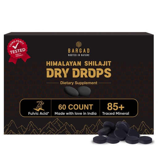 [BRSRACD4BAMAOCDF] Bargad Shilajit Dry Drops | Natural Energy & Stamina | 100% Authentic Himalayan Shilajit Resin in Dry Form | Supports Vitality, Focus & Detox | No Additives or Fillers | 60 Count