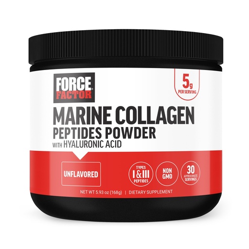 [BRSROAAOABYB6FLJ] Force Factor Marine Collagen Powder for Women and Men, Marine Collagen Peptides Type I & III with Hyaluronic Acid to Support Healthy Hair, Skin, Nails, Bones, and Joints, Unflavored, 30 Servings