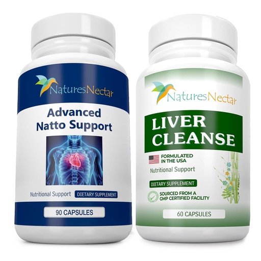 [BRSREGQBCMCBQCTD] Nature's Nectar Cardiovascular & Liver Health Bundle – Organic Nattokinase for Circulation + Milk Thistle Liver Detox & Repair (60 & 90 Capsules)