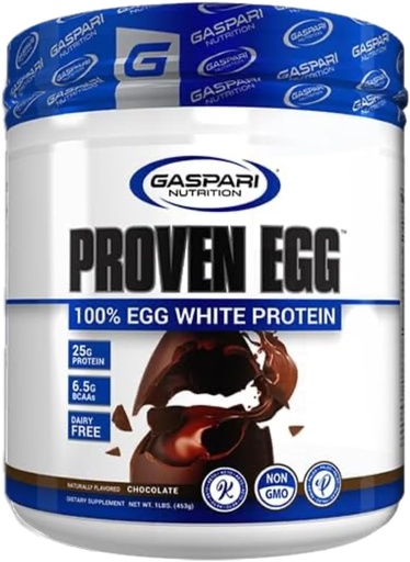 [BRSRAYIEPIBGG3TF] Gaspari Nutrition Proven Egg, 100% Egg White Protein, 25g Protein, Keto Friendly, Dairy and Lactose Free, Soy Free (1lb, Chocolate)