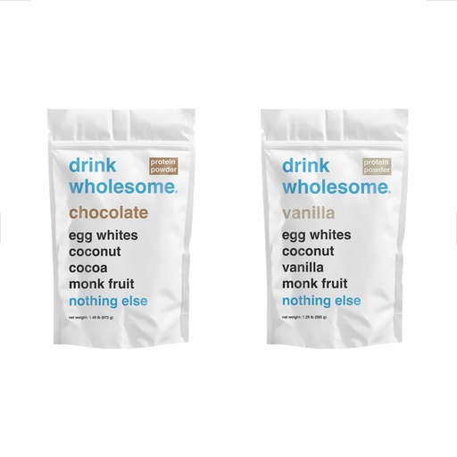 [BRSRGGQ2BEBAYFAU] drink wholesome Chocolate and Vanilla Egg White Protein Powder Bundle