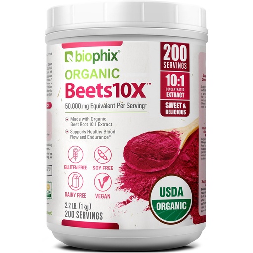 [BRSROGQ2AQDWMELG] biophix Organic Beets 10X Beet Root Powder 2.2 lb 50000 mg Equivalent - Superfood - Powerful Antioxidant - Rich in Nitric Oxide - Supports Heart Health - Natural Flavor - No Sugar Added