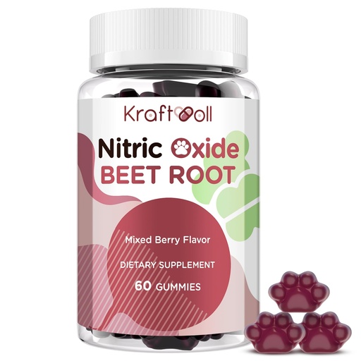 [BRSRACQNC4OQM2A3] Nitric Oxide Beet Root Gummies with Grapeseed Powder, Pomegranate Powder, Vitamin C & B12 – Sugar-Free, Mixed Berry Flavor – 60 Gummies