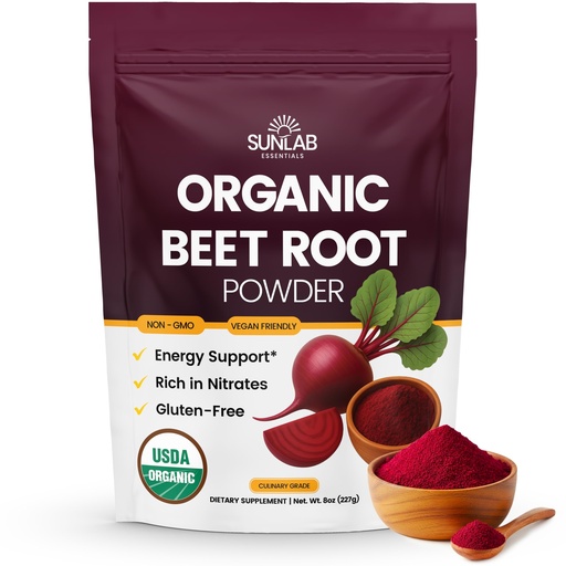 [BRSRE2Q3BANRYFDJ] Organic Beet Root Powder (8oz) USDA Organic Beetroot Powder Supplement - Energy, Heart & Immune Support for Adults - Vegan Beetroot Juice - Rich in Nitrates - Non GMO, Gluten-Free & Made in USA