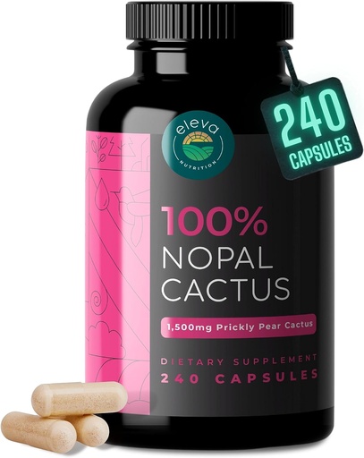 [BRSW2GT4OYIRSFD6] Nopal Cactus Capsules 1500mg- Organic Sun-Dried Prickly Pear Cactus Fruit Powder & Black Pepper Extract for Absorption- Natural Prickly Pear Super Supplement- Fiber, Vitamins and Minerals 240 Capsules