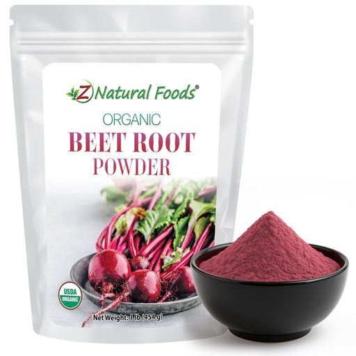 [BRSWYHYQOR7AYYDL] Z Natural Foods Organic Beet Root Powder - Nutrient-Dense Beetroot Powder with Antioxidants, Nitric Oxide for Heart Health, Energy - Perfect for Smoothies, Beets Juice, & Recipes, 1 lb