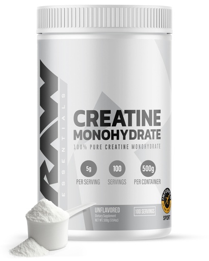 [BRSROCT3CR7QOELX] RAW Nutrition Creatine Monohydrate Powder, Unflavored (100 Servings) - Micronized Creatine Monohydrate Supplement for Workout Performance, Build Muscle & Strength - Creatine Powder for Men & Women