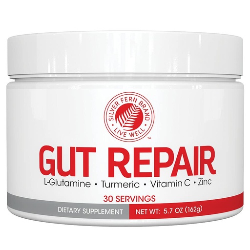 [BRSWY2Q7DIMAYD3J] Silver Fern Gut Repair - Digestive Health Supplement Powder - L-Glutamine, Curcumin, Zinc & Ascorbic Acid (1 Tub - 30 Servings)