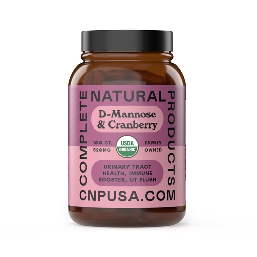 [BRSRMEDRCMHRODL7] Complete Natural Products Organic D-Mannose & Cranberry Capsules 520mg | 100 Count | Plant-Based UT Support | Vegan, Non-GMO, Kosher, Gluten-Free