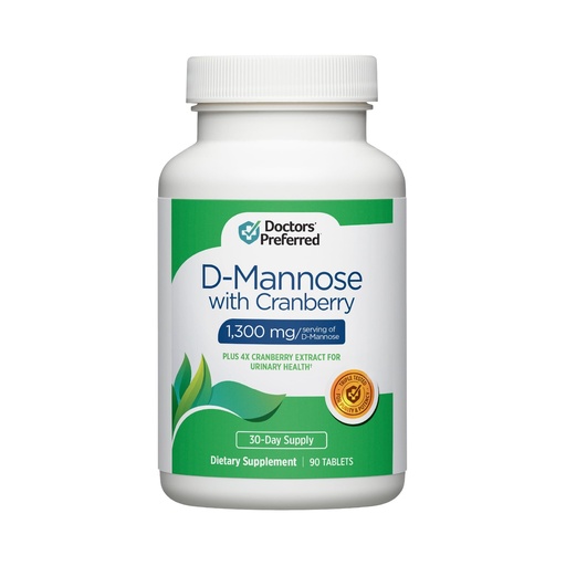[BRSREYAZBUFWED3G] DOCTORS' PREFERRED D-Mannose 1300 MG with Cranberry 500 MG Supplement - Premium Formula (90 Vegan Tablets)