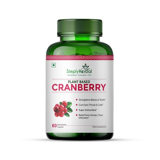 [BRSWYYDYCF5BM2A2] Simply Herbal D Mannose Cranberry Capsules 800 MG Supplement with Powerful Probiotics & Anti-oxidants Promotes Urinary Tract Health, Strong Bones & Teeth for Women & Men (60 Capsules)