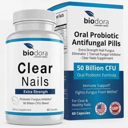 [BRSWY2Y3CIOQGFL7] Oral Probiotic Antifungal Pills - Extra Strength Nail Fungus Eliminator | Toenail Fungal Inhibitor - Clear Nails Supplement | 50 Billion CFU (60 Capsules)