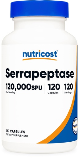 [BRSW2HAECNYQOFA6] Nutricost Serrapeptase 120,000 SPU, 120 Capsules - Gluten Free, Non-GMO, and Vegetarian Friendly