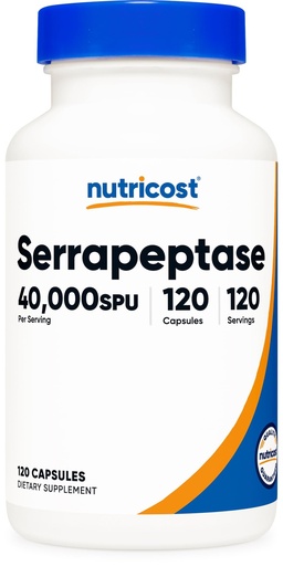 [BRSW2HAEBV5QEDLH] Nutricost Serrapeptase 40,000 SPU, 120 Capsules - Gluten Free, Non-GMO, and Vegetarian Friendly