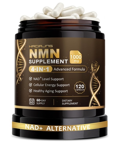 [BRSRGAANOR7G2EIZ] NMN Supplement, 4-in-1 Liposomal NMN 1000mg with Resveratrol, TMG & Quercetin, Supports Cellular Energy & NAD+ Level, NMNH Alternative ＆ NAD+ Supplement Precursor for Men & Women
