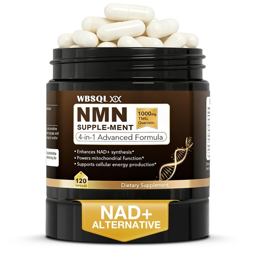[BRSRGAYODIPW2DTO] NMN Supplements 1000mg Pure Organic – NMNH, NAD+ Alternative & NAD Supplement, Resveratrol 1000mg Organic, NAD Resveratrol Supplement, TMG & Quercetin for Cellular Support, 120 Capsules