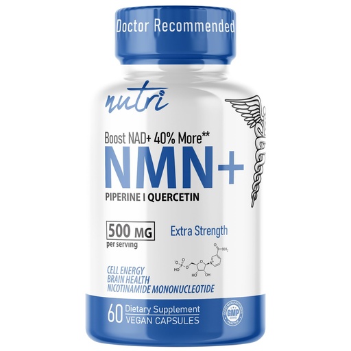 [BRSREBD3PN4BAYAU] NMN Supplement 500mg NAD Supplement - Nutri Ultra High Absorption Stabilized NMN Nicotinamide Mononucleotide, 40% More NAD+ with Quercetin Phytosome & Black Pepper - mnm supplement (60 Capsules)