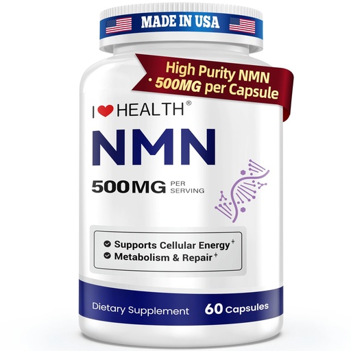 [BRSRGYY2OF6WKYDH] NMN 500MG Per Capsule – High Purity 99.9% NMN, NAD+ Support for Cellular Energy & Healthy Aging, 60 Capsules, Third-Party Tested, cGMP Made in USA