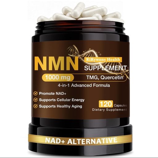 [BRSRGFTYOYPGKCYV] NMN Supplement 1000mg - NMN Supplement 1000mg Pure Organic, NMNH Alternative, Resveratrol Supplement, NAD+ Supplement, TMG & Quercetin for Cellular Support 120 Capsules