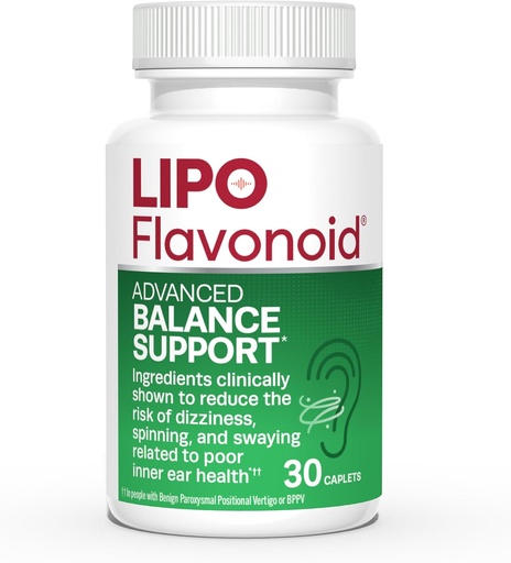 [BRSWGFI5BF5BACT3] Lipo-Flavonoid Balance Support Supplement - Inner Ear Health & Vertigo Relief with Ginkgo Biloba, Bioflavonoids, & B Vitamins - Reduces Dizziness, Spinning, & Swaying - 30-Count