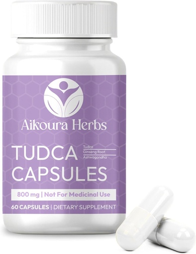 [BRSREHT6AQMWK2A7] AIKOURA TUDCA 800mg – Liver & Gallbladder Support Supplement – 60 Vegan Capsules with Milk Thistle, Ginseng & Ashwagandha – Promotes Gut & Overall Health.