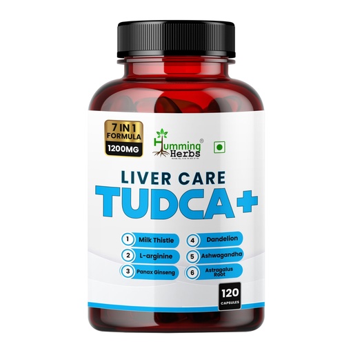 [BRSRAAITCIMQ43QZ] Humming Herbs Liver Care TUDCA+ | 7-in-1 Formula with Milk Thistle, Dandelion & Panax Ginseng | Supports Liver Health & Detoxification | 1200mg per Serving | 120 Veg Capsules (120 Caps)