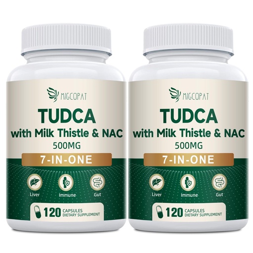 [BRSRGCQ7OIAQGF37] Migcopat 7-in-One TUDCA Supplement, 3650mg with Milk Thistle, NAC, Alpha Lipoic Acid, Dandelion Root, Bile Salts TUDCA for Liver Cleanse Detox & Repair, Bile Flow and Digestive Support - 240 Capsules
