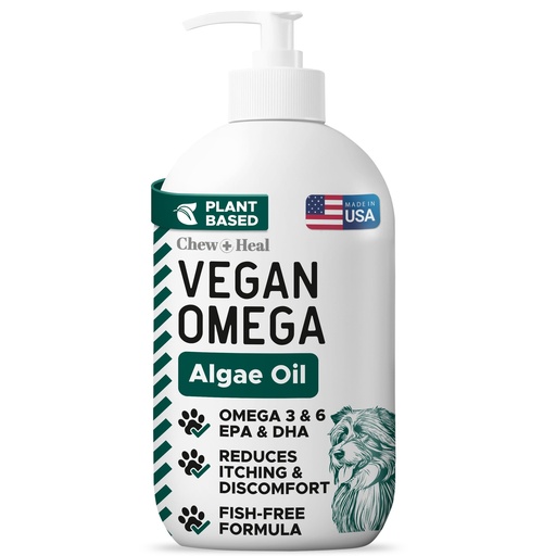 [BRSREZYROYPGMHLL] Vegan Omega 3 Oil for Dogs - 8 oz of Fish Free Algae Oil for Healthy Skin and Coat - Made with Omega 3 and 6 Fatty Acids, EPA, DHA, and DPA - Made in the USA