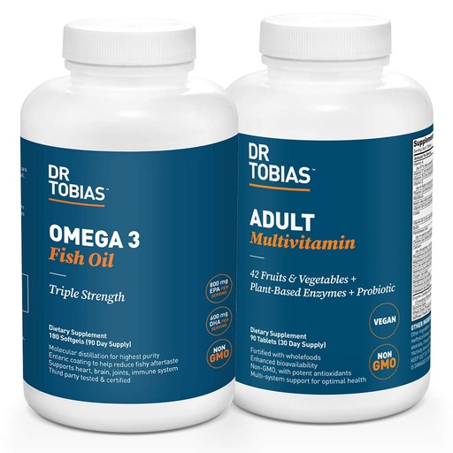 [BRSWYCADARYBYYDK] Dr. Tobias Omega 3 Fish Oil and Adult Multivitamin Includes Probiotics and Plant-Based Enzymes Promoting Overall Health - Made with Wholefoods