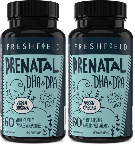 [BRSRGFI6O55GCFLF] Freshfield Prenatal Vegan Omega 3 DHA: Sustainable, Carrageenan Free, Third Party Tested, Compostable Bottle, Carbon Neutral. Supports Heart, Brain, Joint Health w/DPA (Pack of 2)