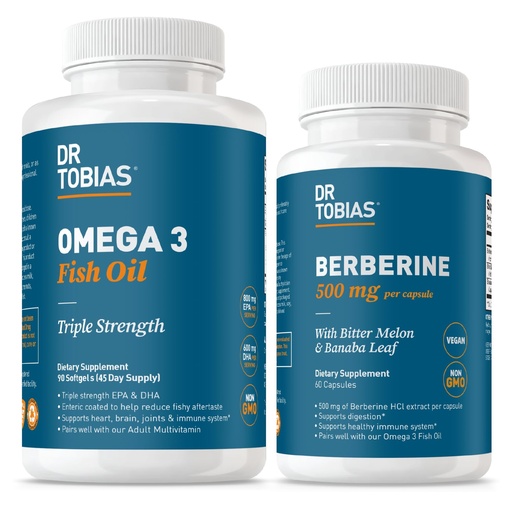 [BRSREAQZOR5BQEQ6] Dr. Tobias Omega 3 Fish Oil & Berberine 500 mg – Heart, Brain & Metabolic Wellness Support