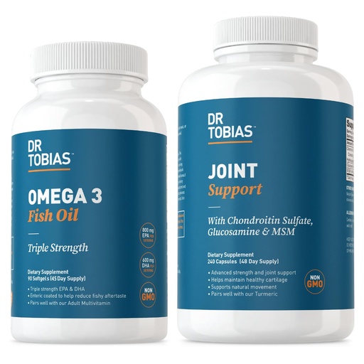 [BRSROCAZAENWMYAU] Dr. Tobias Omega 3 Fish Oil & Joint Support Supplements, Supports Heart, Brain, Immune, Joint Health, Function & Flexibility for Men & Women