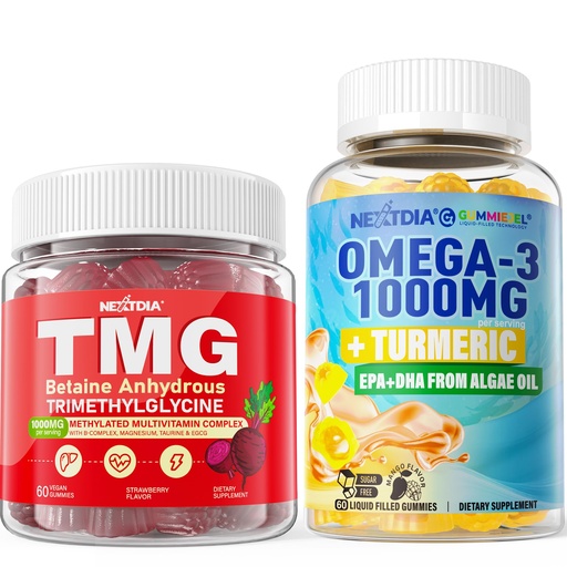 [BRSREBACBZ6R4A3X] Omega-3 + Turmeric, TMG Supplements Gummies, 4Pack