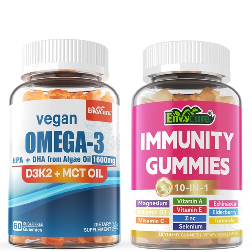 [BRSRA2Q7CUFWY2YV] Vegan Omega 3 Gummies + 10 in 1 Immune Support Supplement Gummies