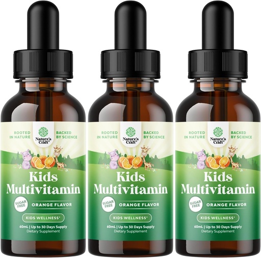 [BRSRAGQQOENB6EQ2] Natures Craft Liquid Multivitamin for Kids Immunity Support - Yummy Toddler Multivitamin Supplement with a C D3 E B6 and D3 Liquid Vitamins for Kids of All Ages - High Absorption (3 Pack)