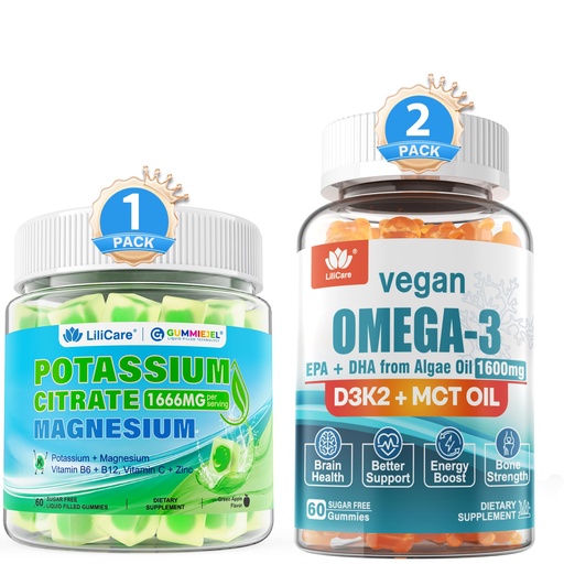 [BRSREEAOBYNB6H3A] Omega 3 Gummies, Potassium Citrate Gummies, 3 Pack