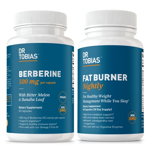 [BRSREAQZO5YBGCLV] Dr. Tobias Berberine 500 mg & Fat Burner Nightly with White Kidney Bean & Ashwagandha – Metabolism, Sleep & Digestive Support